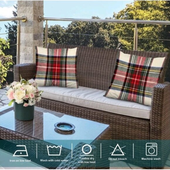 Batmerry Red White Plaid Decorative Pillow Covers, 22 x 22 Inch Set Of 2 - Picture 4 of 5